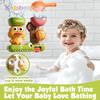 Baby Bath Toy Wall Hanging Suction Cup Rotating Water Spray Cartoon Duck With Small Spoon Summer Bathing Shower Educational Toy