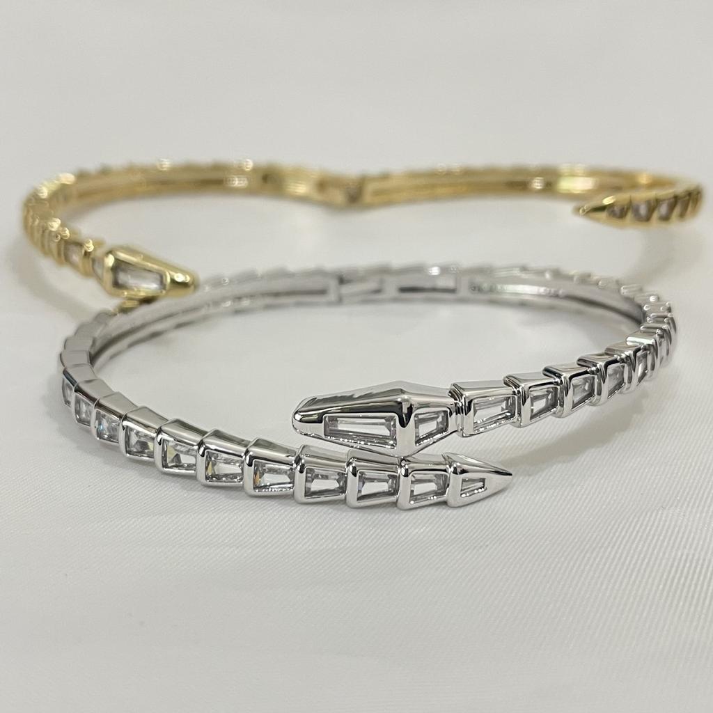T Square Zirconium Snake-shaped Opening Ins Style Design High-end Jewelry Simple Couple Bracelet