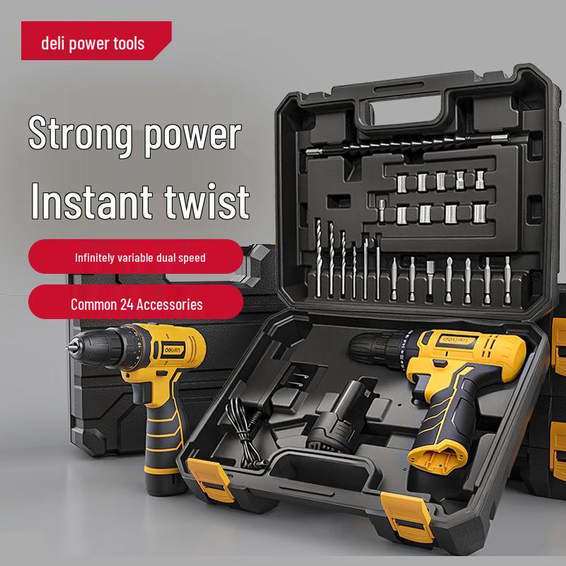 Deli 12V Cordless Lithium-Ion Drill & Screwdriver Kit CN plug (adapter included)