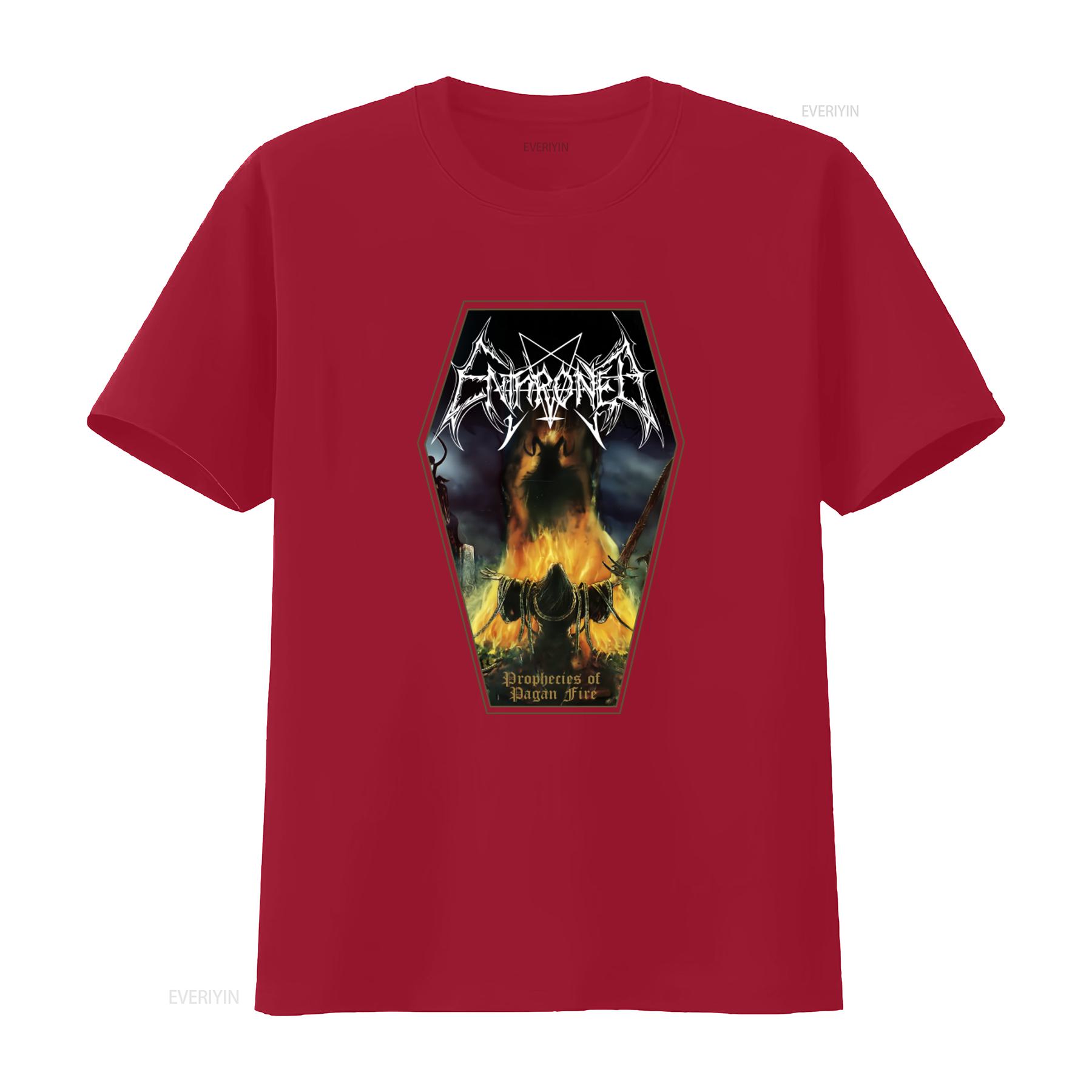 New DTG T shirt ENTHRONED Prophecies of Pagan Fire Gothic Metal Band Design vintage Washed Comfortable Slightly graphic S