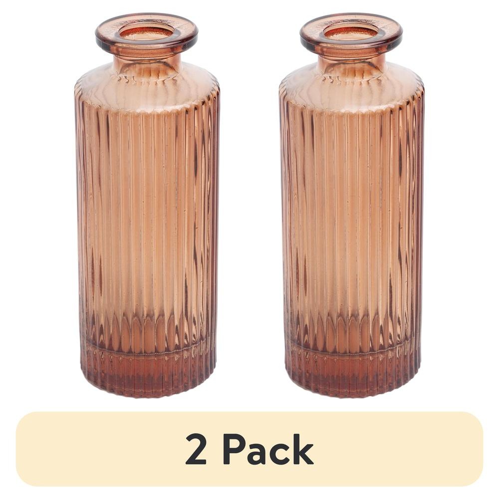

2 Pack Mini Ribbed Translucent Glass Tabletop Vase 5.2 Inch Indoor Floral Display Decorative Accent Home Decor United States