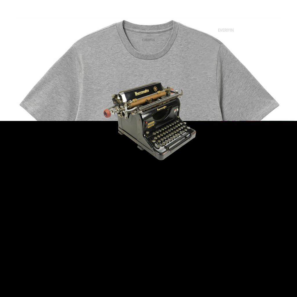 Vintage Burroughs Typewriter T Shirt for Retro Tech Lovers vintage Washed streetwear designer clothes Versatile Casual Stylish