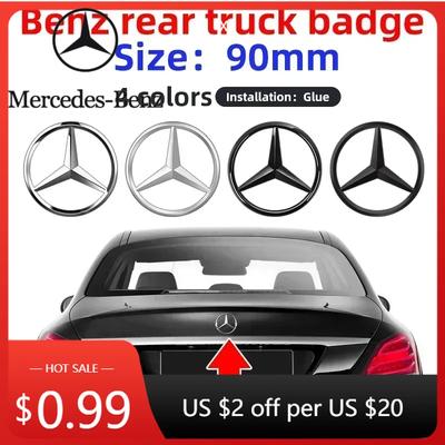 Adesivo per Auto Per Mercedes Benz 3D ABS Argento/Nero 9cm 90mm Adesivo Emblema Badge Coda Posteriore Bagagliaio Auto Decalcomanie Per Mercedes Benz W11