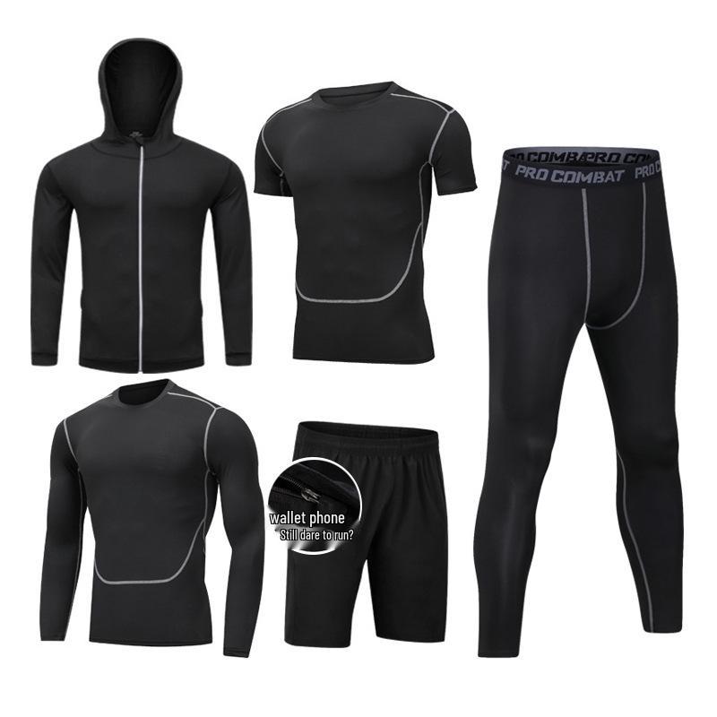 Men's Quick-Dry Basketball Compression Sportswear Set - 3 or 4 Pieces for Autumn/Winter Running