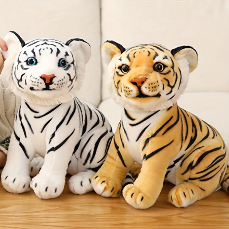 Tiger Plush Toy, Year of the Tiger, Zodiac Sign, WhiteBrown, Body Pillow, 27cm, Soft, Cute, Fluffy, Soothing, Celebration Decoration, Birthday Gift,