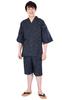 Aiai Jinbei and Size Made In Fireworks Day Stylish Loungewear Set Men's Cotton-Linen Kasuri-Striped (Jacket Pants), M, Japan, 75% Cotton, 25% Linen,