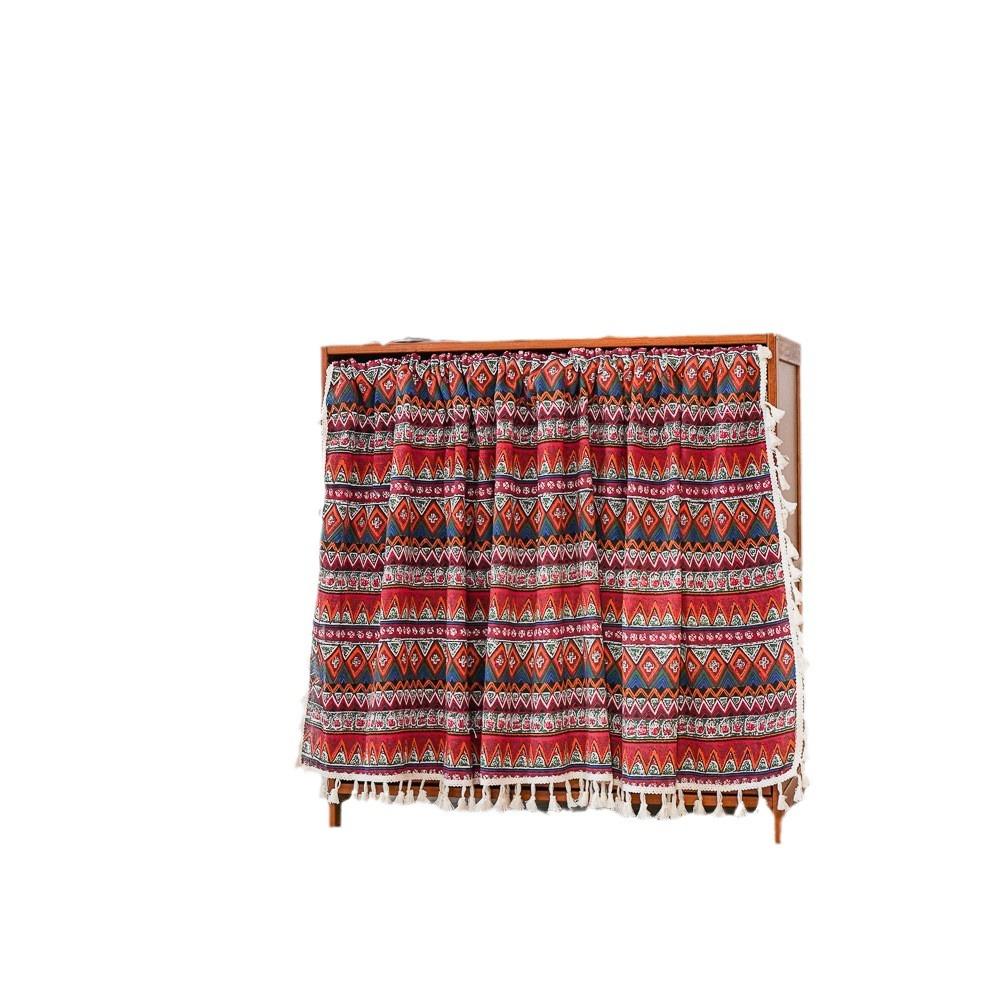 Bohemian Cabinet Curtain Dust-Proof Partition Short Curtain Homestay Small Window Curtain Fabric Half Curtain Door Curtain Shoe Cabinet Curtain