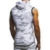 Sommer Herren Gym Fitness Camouflage Mesh Kapuzenpullover mit Reißverschluss Ärmelloses Kapuzen-Tanktop