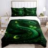 3pcs Green Serpent Print Duvet Cover Set, Cover For Bedroom Guest Room (1 Duvet Cover + 2 Pillowcase, Without Quilt),  yy250922220
