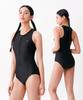 Jeteseu Women'S Motion Fit Zip-Up One-Piece Swimsuit Black Pearl L_4A513