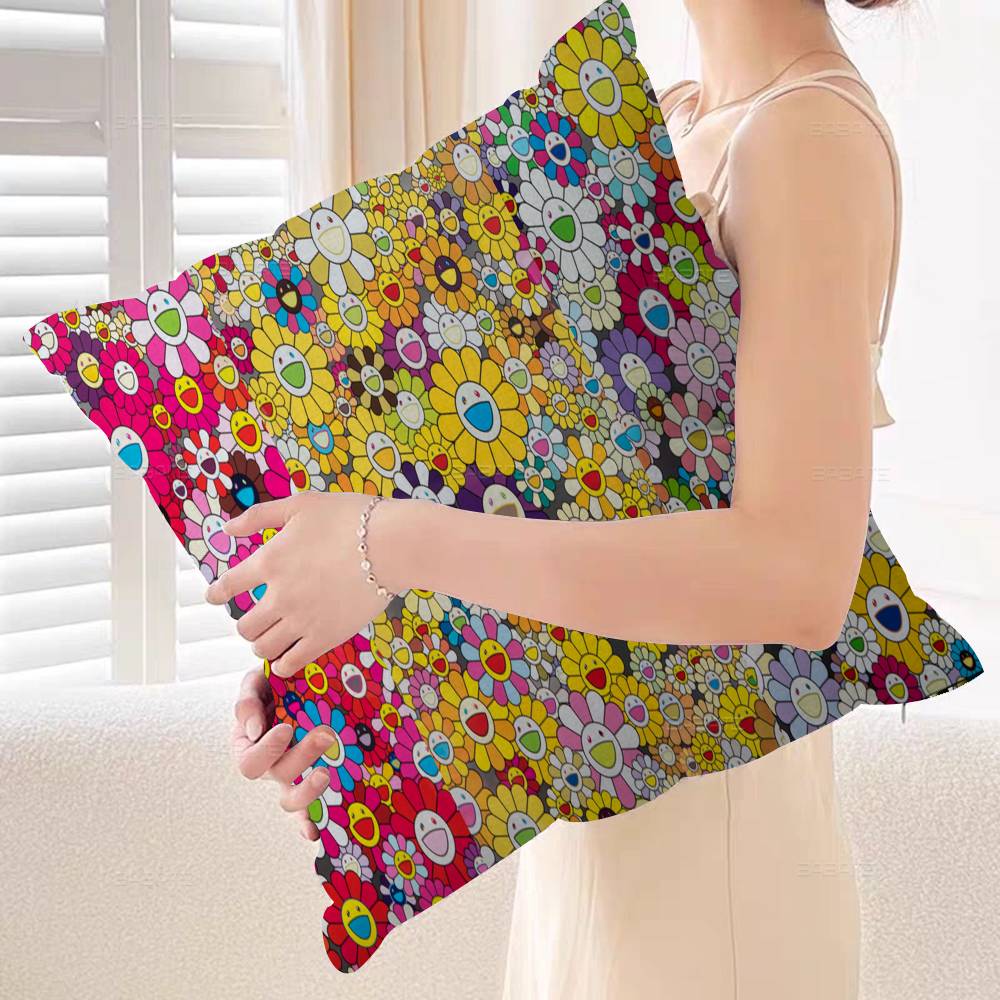 Flower T-Takashi Art M-Murakami Cushion Cover Car Throw Pillow Case For Sofa Car Christmas Gift 40x40cm 45x45cm
