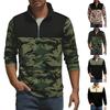 Men's Zip Utility Pullover Camouflage Quilted Sweater Slim Fit Turtlenck Warm Dress Sweatshirt