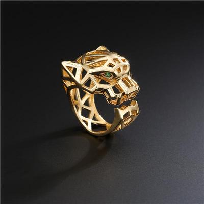 18K Gold Plated Punk-Stil Leopard Ring: Verstellbarer Hip Hop Schmuck