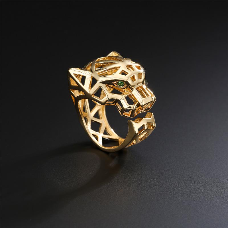 18K Gold Plated Punk-Style Leopard Ring: Adjustable Hip Hop Jewelry
