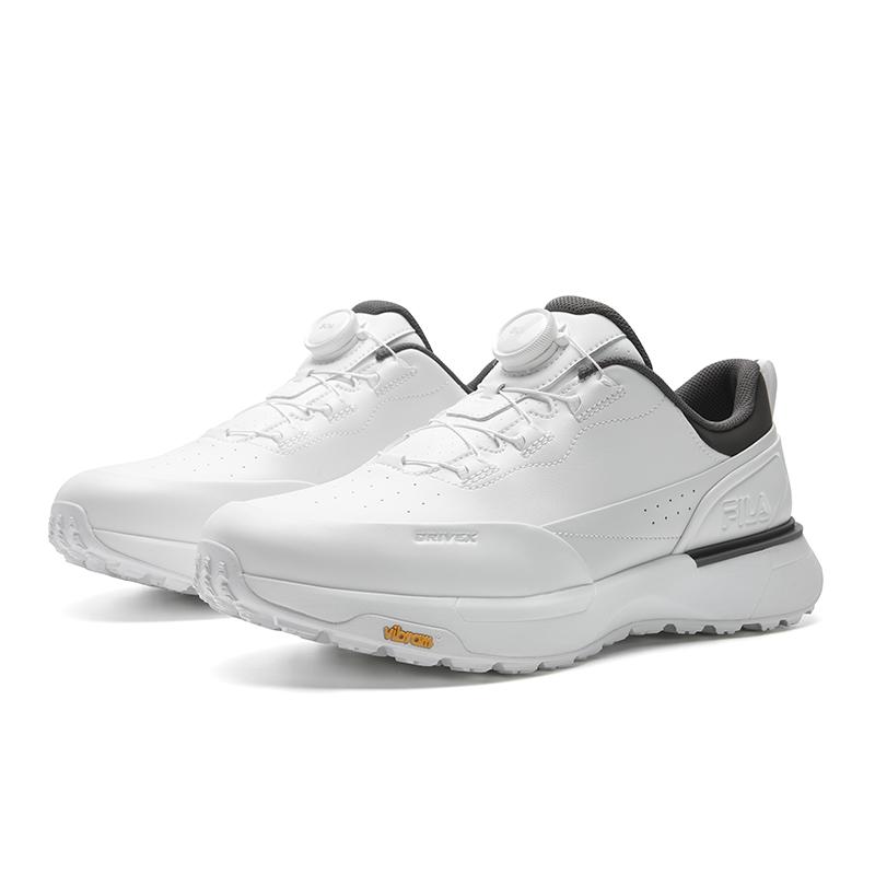 FILA GF DRIVEX Cushioning Slip Resistant Abrasion Resistant Low top Golf Shoes Men's Bright White/Deep Eagle Gray A12M611712FBB