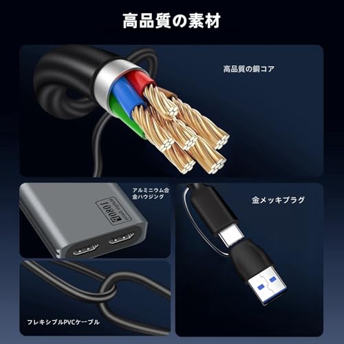USB-A 3.0/Type-C Dual HDMI Display Adapter, MST USB A/C HDMI Converter Adapter, USB B-A/C Port Expansion, 1920*1080P 60Hz, USB B Type A/C to Dual HDMI
