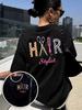 Hair Stylist Graphic T-Shirt Women Funny Hairdresser Gift Tee Leopard Zebra Print Scissors Comb Short Sleeve Summer Casual Top