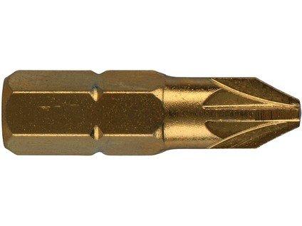 Tin-Titanium Pozidriv Bit 1/4' 25mm Set of 10 Pz1