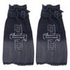 Japanese Women Buckled Strap Distressed Crosses Star Jeans Leg Warmers Harajuku Punk Flared Leg Cover Baggy Long Socks