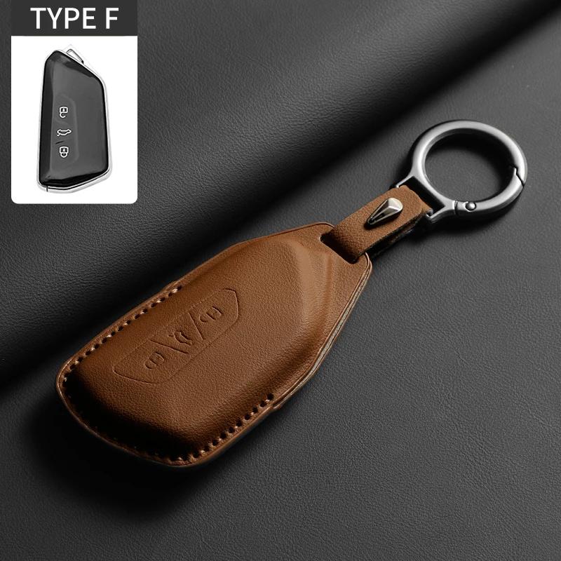 Voor Vw Volkswagen Id.3 Id.4 Crozz Passat Sagitar Tiguan L Teramont Golf Gti Lamando Tavendor Talagon Lederen Auto Sleutelhoesje Cover