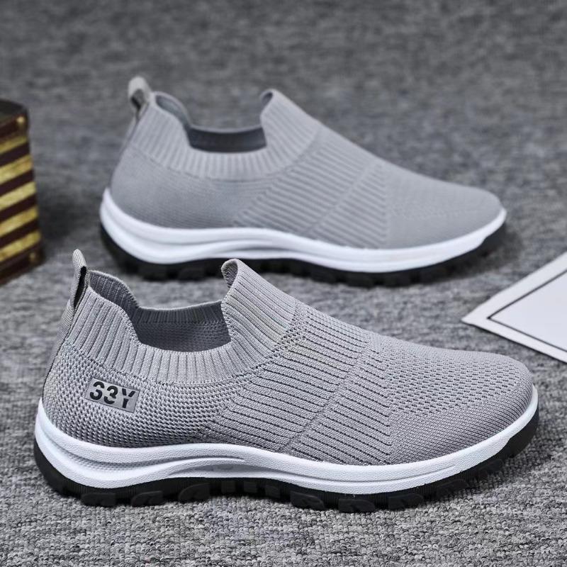 Flying Woven Surface Breathable Casual Single Shoes Spring and Summer Men's Shoes Old Beijing Cloth Shoes Socks Men's Flat Heel Round Head Shoes