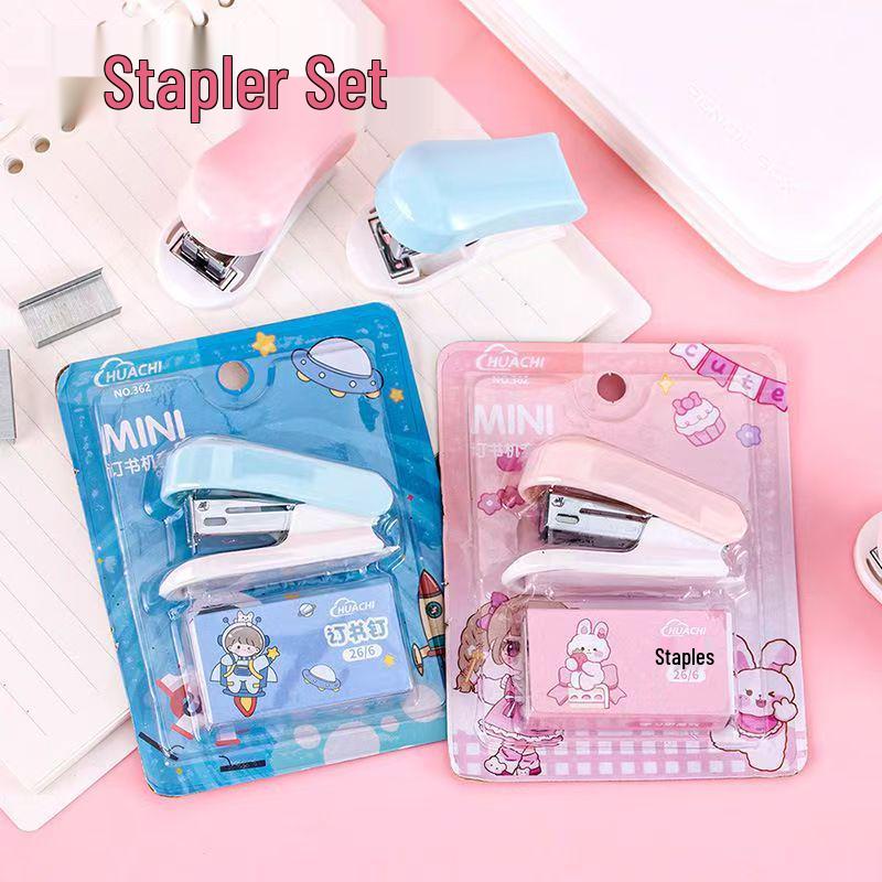 Compact Cartoon Stapler Set for Kids, Multifunctional & Portable, 26/6 Stapler