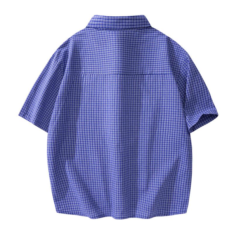 Lapel Shirt Casual Loose Contrast Color Splicing Jacket Short-sleeved Shirt