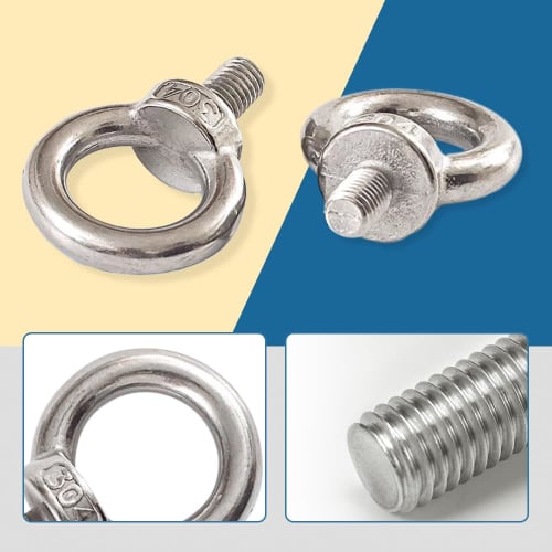 M6 Eye Bolts (12mm/Set of 10) Stainless Steel Eye Bolts with M6 Female Threads for Hanging, Fixing, Reinforcement, and Auxiliary Fixtures, Earthquake