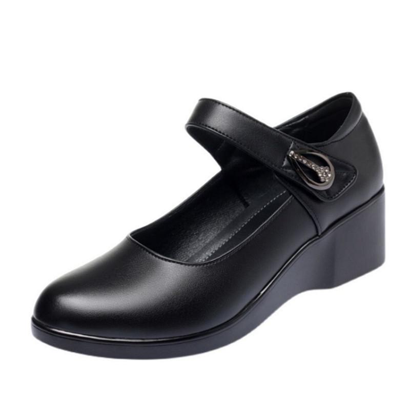 Zapatos de tacón de cuña de moda para mujer, estilo informal, para estudiantes, escuela, primavera y verano, con hebilla y correa para el trabajo, Ga06