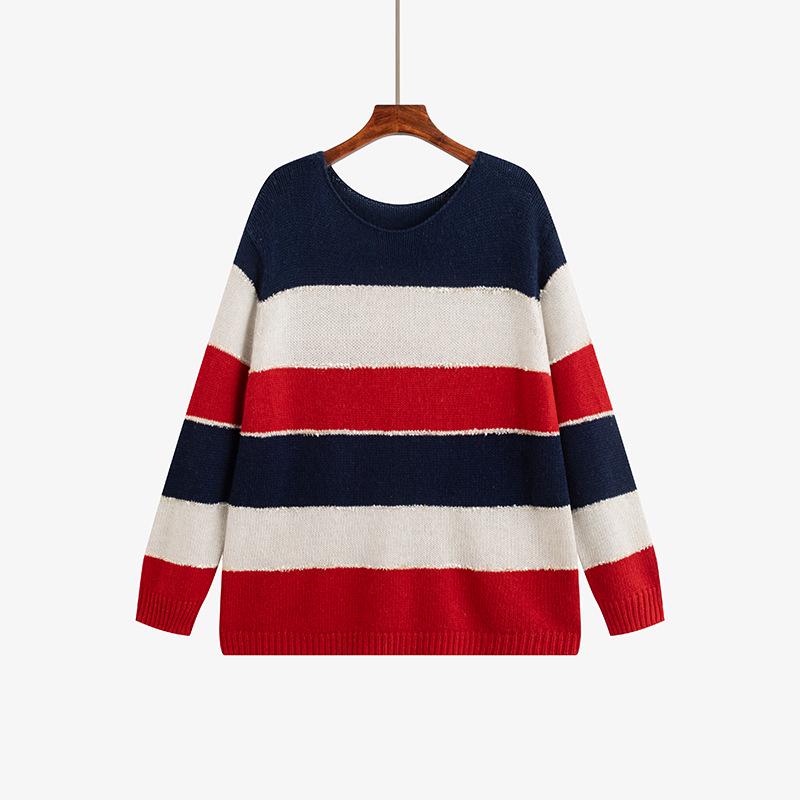 Plus Size Women s Color Block Off-the-Shoulder Sweater - Winter 2025 XL (120-160 jin)