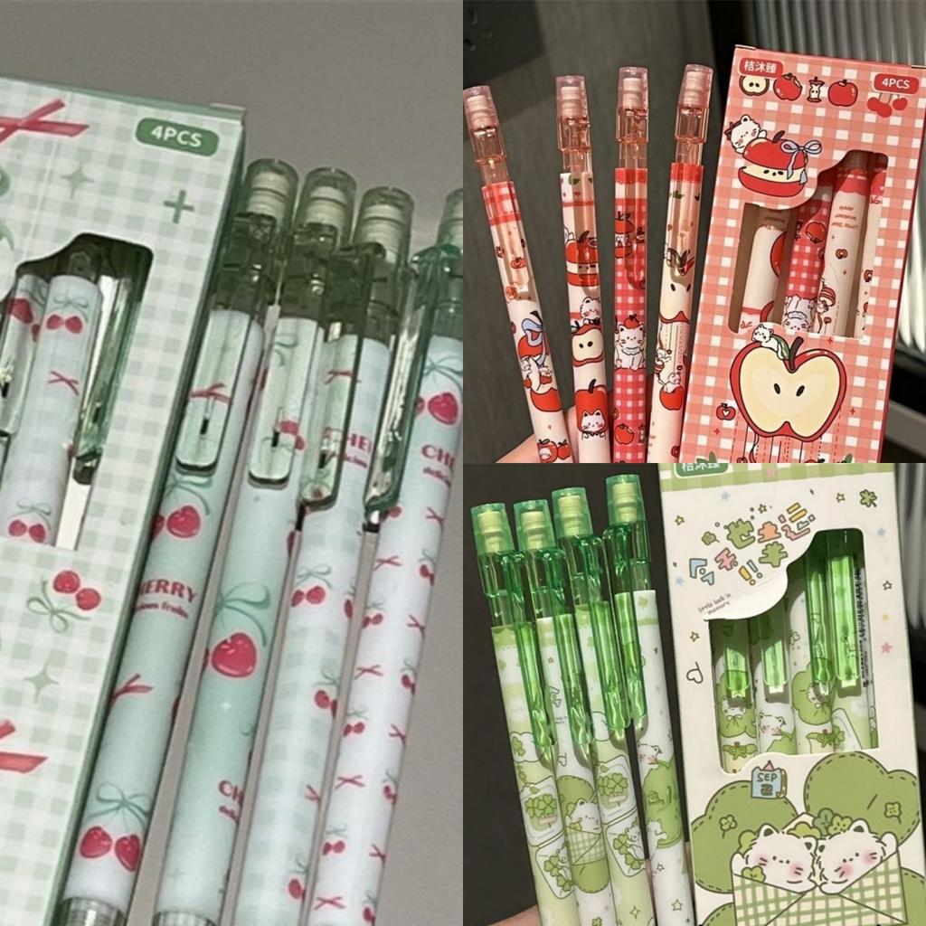 4Pcs 0.5mm Mechanical Pencils With Eraser Smooth Writing Erasable Automatic Pencil School Office Supplies Student Stationery