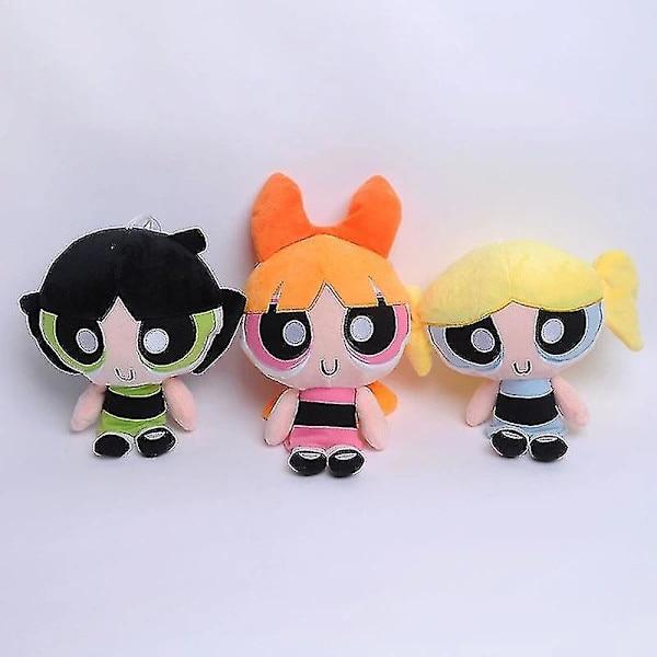 Powerpuff Girls Action Figure Set of 3, 20cm, Blossom Buttercup Bubbles, Unisex, Multicolor Collectible Dolls