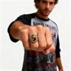 Mens Fashion Flame Pattern Ring Tiger Eye Inlay Stainless Steel Jewelry