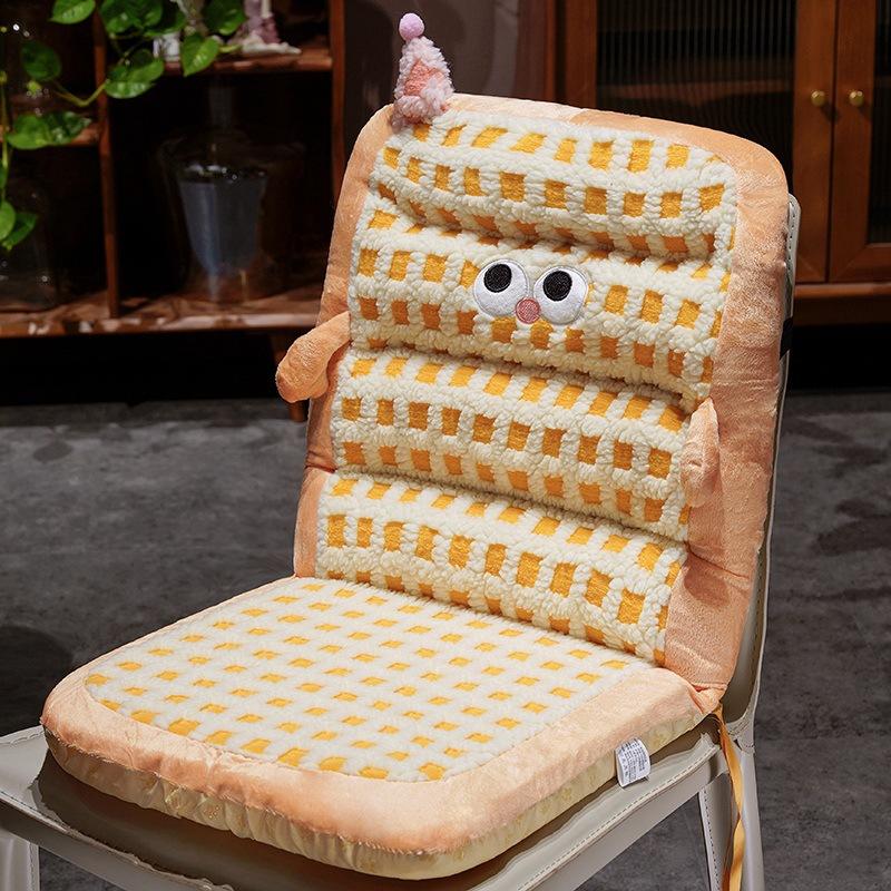 Winter Lammwolle einteiliges Sitzkissen, Furzkissen, Bürostuhlkissen, Wohnheim Sitzkissen, Sitzkissen, Rückenlehne integriert