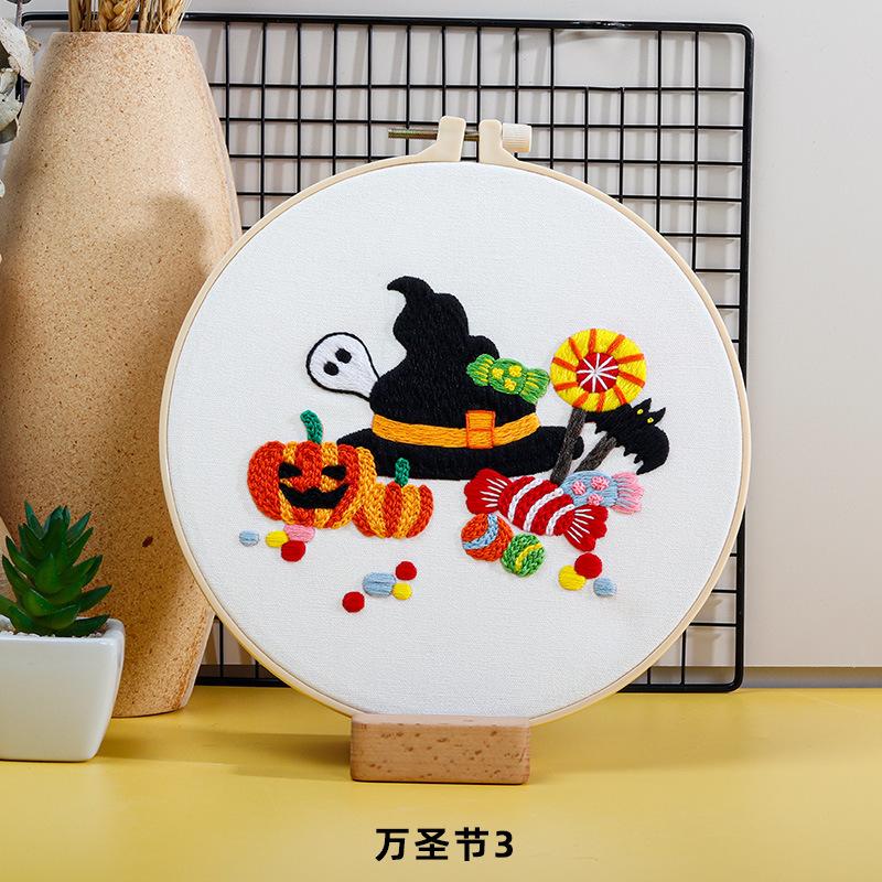 Diy Handmade Embroidery Material Package, Halloween Pumpkin Bat Ghost European And American Festivals Christmas