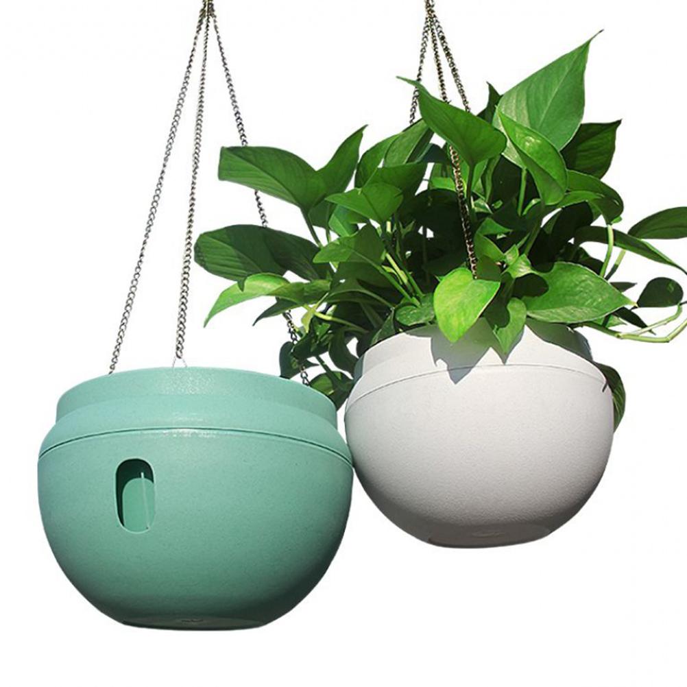 

1pc Hanging Flower Pot Large Size Greyish White For Succulents Plants Decorative Planter With Chain Hanging Basket Home Office зелёный