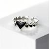 New Sweet Epoxy Black Love 925 Sterling Silver Jewelry Temperament Cute Heart Shape Fashion Opening Rings TYB043