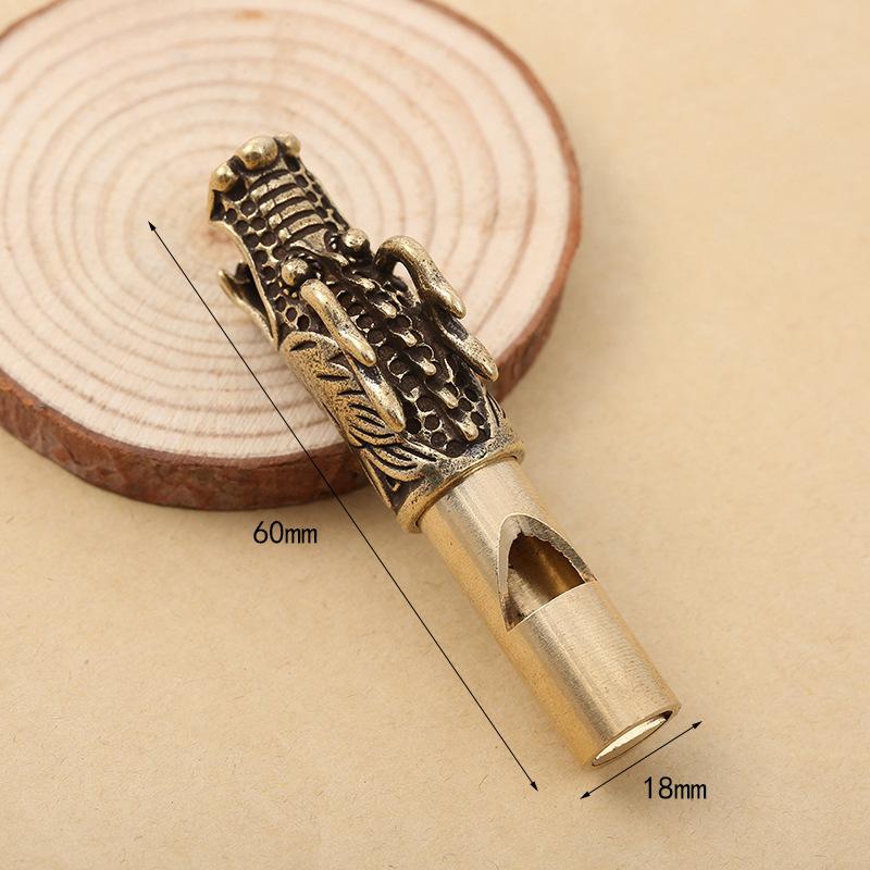 Brass Keychain Pure Copper Handmade Retro Personality Whistle  Pendant Children's Outdoor Survival Training Camp Whistle