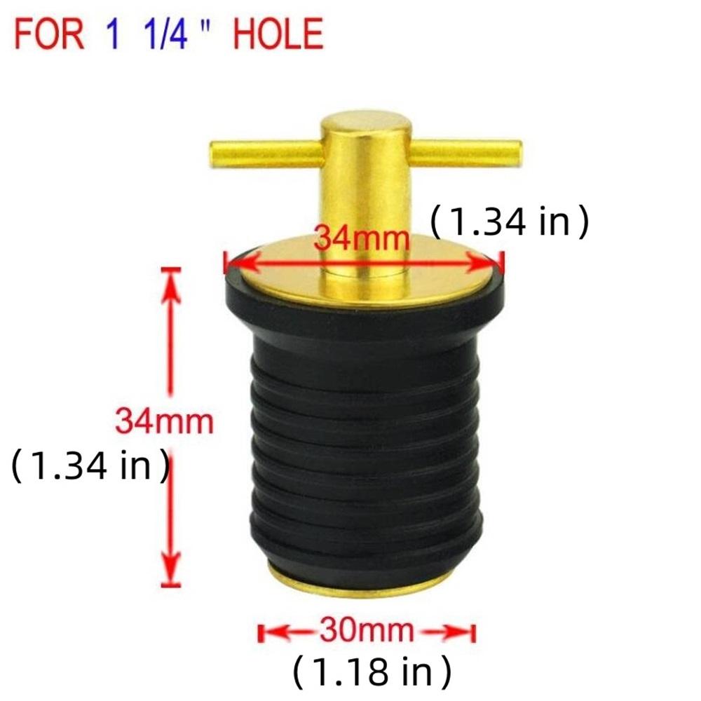 DollaTek Brass T-Handle 1” Or 1-1/4” Drain Plug For Boat (1” Drain Plug)