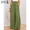 HNXC Women's Fashion Casual Solid Color Print Pants & Capris