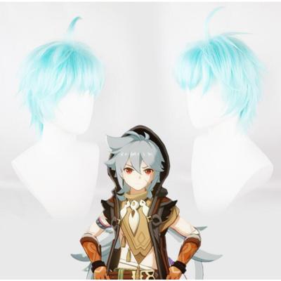 Anime 30CM Juego Genshin Impact Cosplay Halloween Chongyun Cosplay Peluca Chong Yun Pelucas de Cabello Sintético Resistente al Calor
