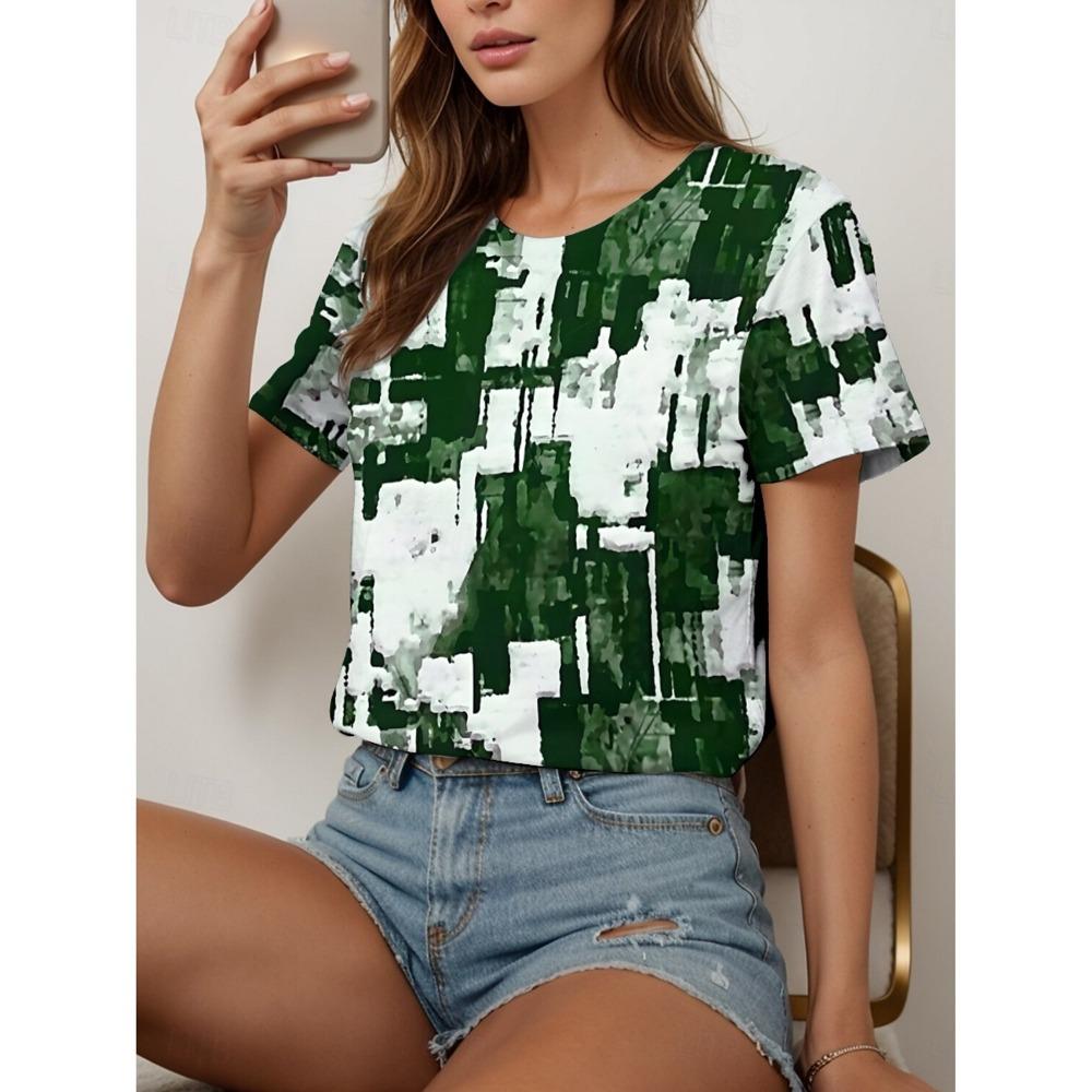 

Summer Fashion Women s T Shirt Graphic Geometric Vintage Stylish Classic Short Sleeve Crew Neck Tees Round Neck Regular Tops 8XL