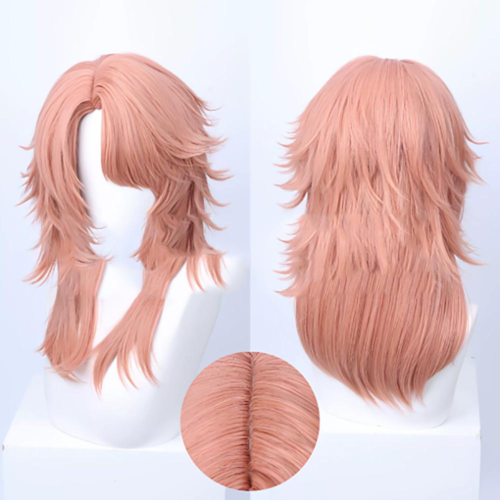 HAIRJOY Pelucas de Pelo Sintético Sabito Cosplay Peluca Corta Rizada Rosa Peluca de Cosplay Red de Rosa