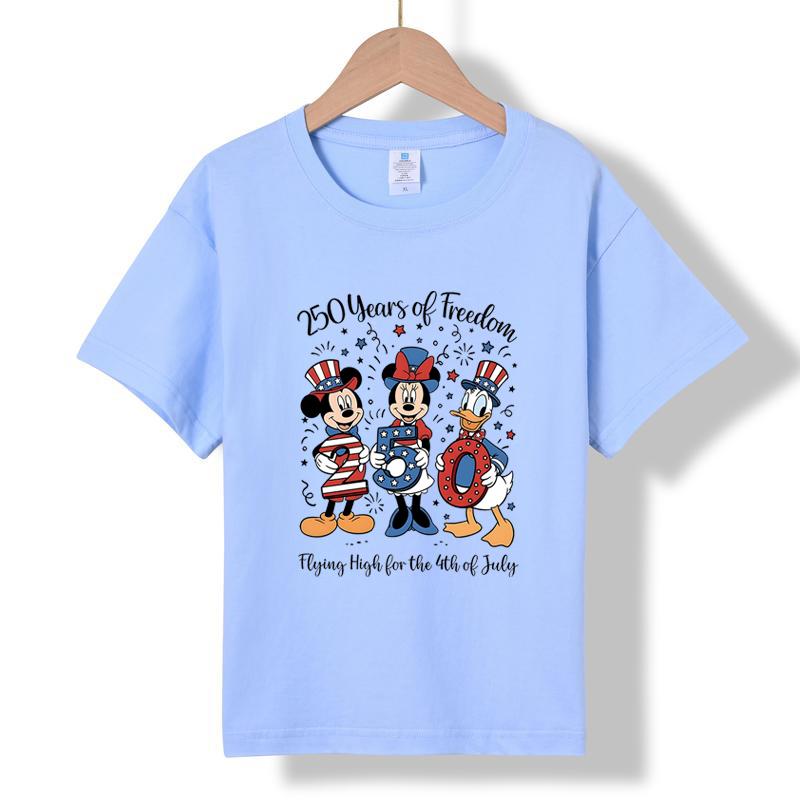 XH54 MINISO 2026 Summer New Printed Cotton Round Neck T-shirt for Children Aged 1-16, Boys and Girls