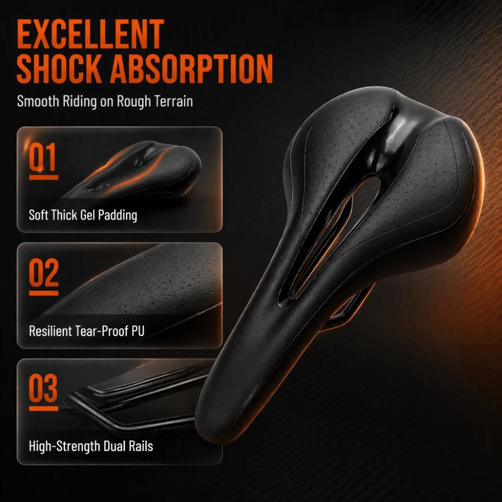 Black Bicycle Seat Cushion Breathable Racing Bike Seat Durable Bike Seat Replacement  Folding Bikes