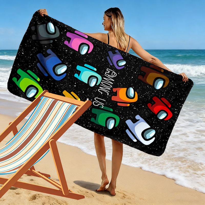 Among Us Print Strandtuch, Großes Weiches Schnelltrocknendes Handtuch für Strand Camping Schwimmen