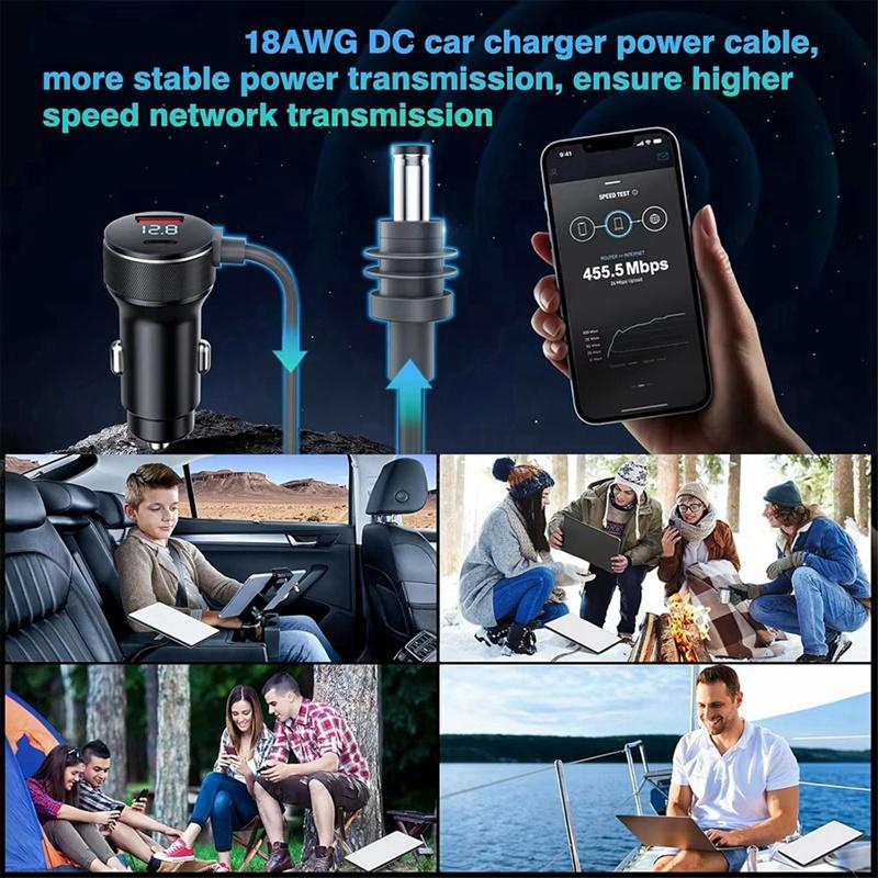 Mini Power Cable 12V-24V Socket Adapter To DC Power Cable with Type-C Port and Voltmeter 16.4Ft