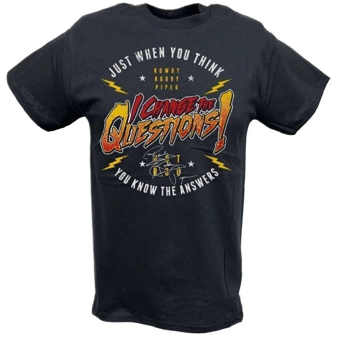 Roddy Piper I Change The Question Hot Rod Black T-shirt L