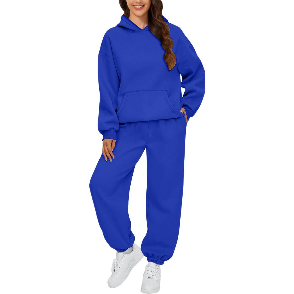 Dame 2-delers antrekk Hettegenser Sweatsuit sett Oversized sweatshirt Baggy høstmote joggebukser med lommer
