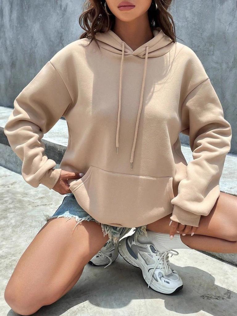 Women's Autumn & Winter Solid Color Casual Loose Pullover Hooded Sweatshirt